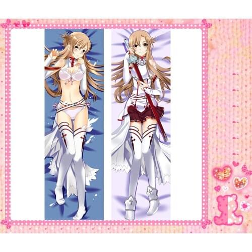 Anime Cartoon Sword Art Online Double Bolster Hugging Pillow Case Pillow Cover Pillowcase Peach Skin 2 Way No.djs067