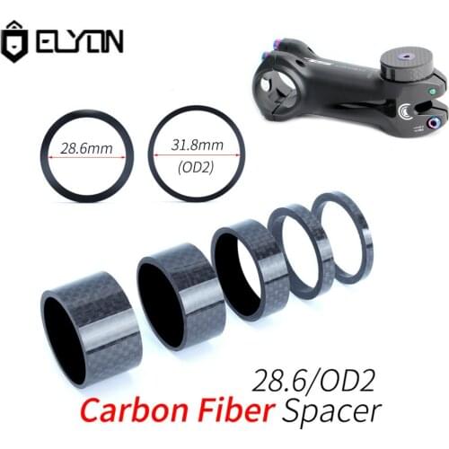 ELYON MTB Bicycle Headset Stem Carbon Fiber Washer 1-1/8" 28.6mm 1-1/4" 31.8mm OD2 Stem Road Bike Front Fork Adjustment Spacer