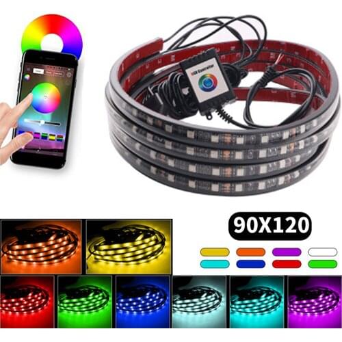 YSY 1set RGB APP Control Car Flexible LED Strip Decorative Atmosphere Lamp Under Tube Light Underbody Car System Neon Light Kit