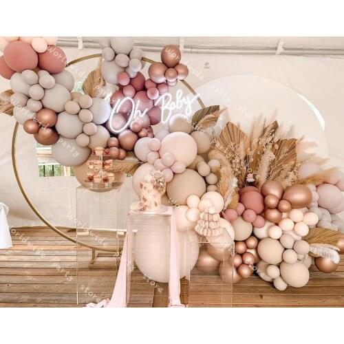 Doubled Cream Peach Apricot Balloon Garland Pink Rose Gold DIY Baby Shower Balloons Arch Birthday Party Wedding Decoration