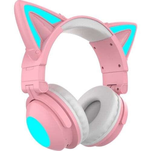 Cat Ears Gaming Headset with Mic Wireless Headphone ,Control RGB Lights 7.1 Channel Stereo, for PC Phone PS4 Girl Gamer Headset