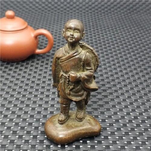 Chinese Bronze Sculpture Small Monk Small Shami Buddha Statue Home Decoration Gift