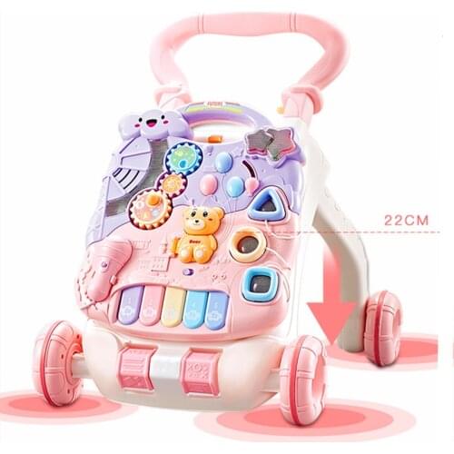 Baby stroller walker toy anti-rollover learning standing walking baby trolley multi-function with music
