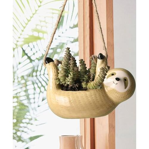 Cute Sloths Ceramic Planters Pot Wall Hanging Platerpot Baskest Living RoomTabletop Flower Arrangement Container