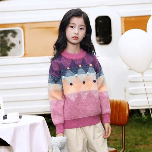 Cute Girls Plus Velvet Thick Warm Sweater Autumn and Winter New 2020 Childrens Big Kids Base Loose Fashion Comfortable Sweater