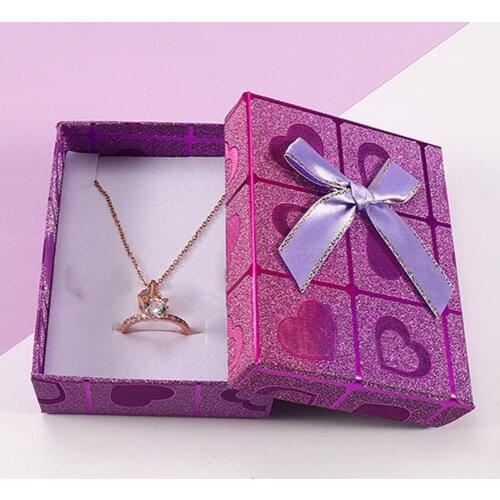 Fashion Elegant 6Pcs Square Storage Box Bowknot Design Multifunctional Paper Jewelry Storage Box for Earrings
