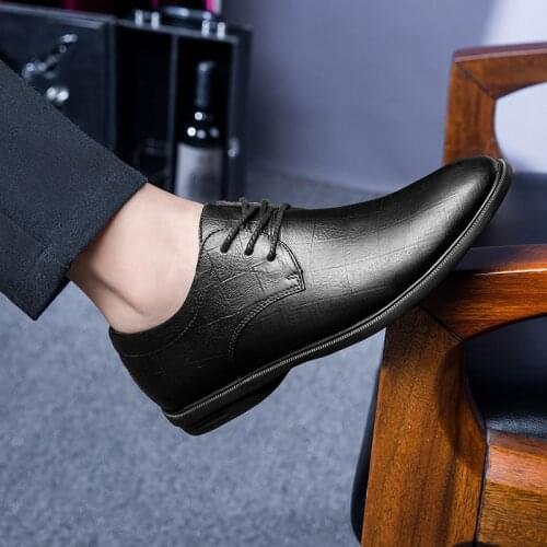 Mens genuine Leathers Shoes Spring Autumn All-match Mens Business Shoes Suits British Casual lace up Oxfords Shoes men