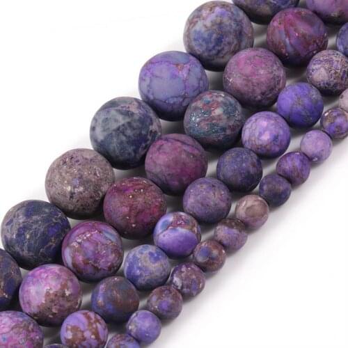 Natural Stone Matte Purple American Turquoise Round Loose Beads for Jewelry Making Handmade Diy Necklace 4 6 8mm 15‘’ Wholesale