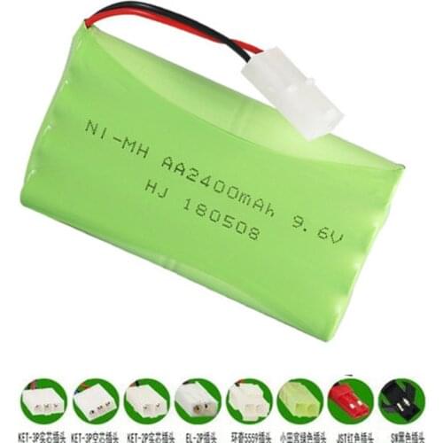 9.6V 2400mah Ni-MH Battery + 9.6v Charger For Rc toy Car Boat Gun Tank Train Robot parts nimh AA 9.6v Rechargeable Battery Pack