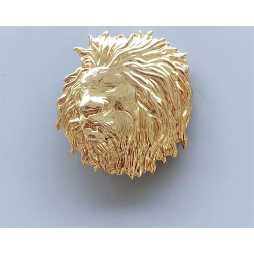 New Gold Color Plated Lion Head Animal Wildlife Western Belt Buckle