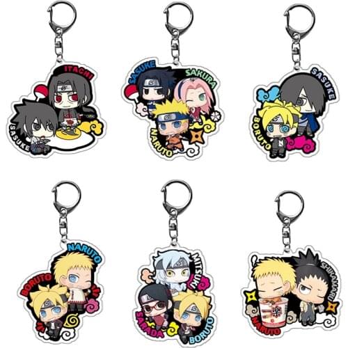 New Arrival Cartoon Naruto Uzumaki Boruto Keychain Action Figures Acrylic Pendant Key Chain Anime Jewelry Car Bag Accessories
