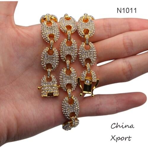 Cute piggy snout chain necklace alloy and rhinestones men women Hiphop cool necklaces pig noses fashional nice collarbone chain