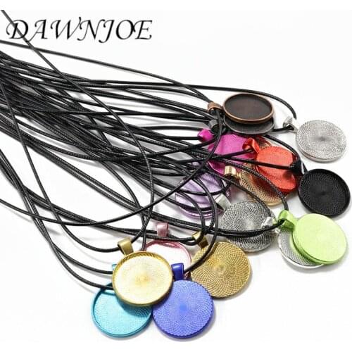 5pcs/10pcs Colorful 25mm Cabochon Pendant Tray Base DIY Jewelry Making Necklace Supplies Accessories Finding
