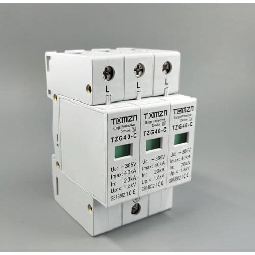 AC SPD 3P 20KA~40KA C ~385V House Surge Protector Protective Low-voltage Arrester Device