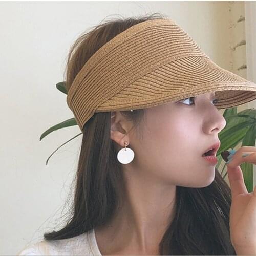 Wholesale Capless Sun Hat Panama Womens Summer Straw Hat Outdoor Sports Anti-ultraviolet Hat Foldable Fishing Beach Childrenhat