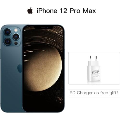 Unlocked Used iPhone 12 Pro Max 5G Smartphone 6.7" XDR Display A14 Chip 12MP Triple Rear Camera IOS 14 Waterproof Mobile Phones