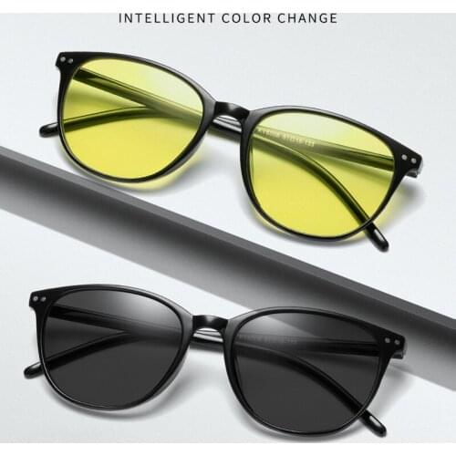 Elbru Anti High Beam Night Vision Color Changing Glasses Anti-blue Light Toad Sunglasses Men and Women Photochromic Glasses