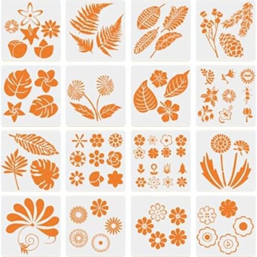 16pcs/set Mandala Stencils DIY Drawing Template Wall Painting for Wood Tiles Rock Home Decoration 15x15cm