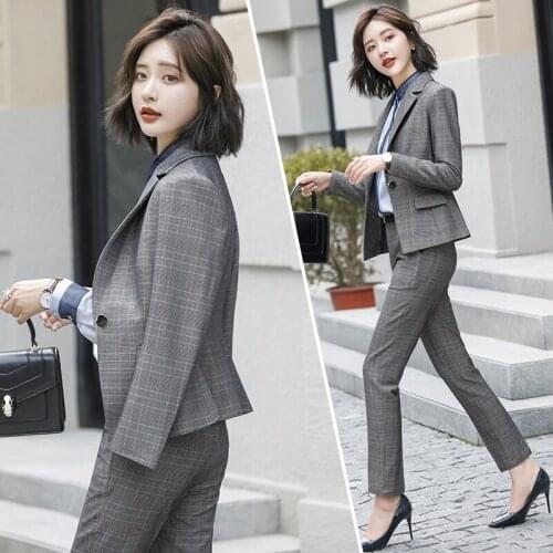 High-quality professional wear womens new fashion British wind overalls small suit suit femininity Formal lattice suit