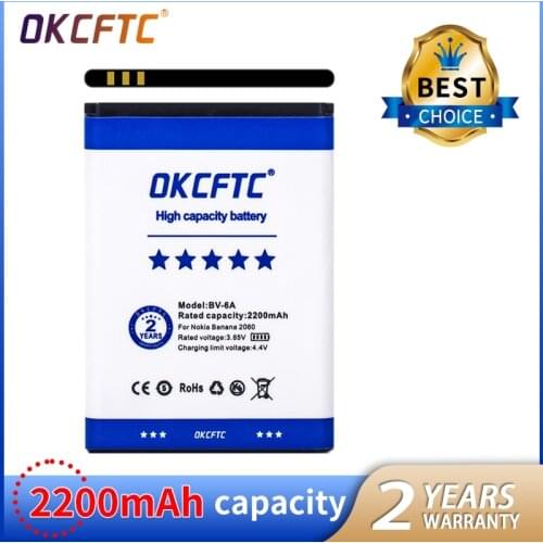 OKCFTC Replacement Battery BV-6A 2200mAh for Nokia Banana 2060 3060 5250 C5-03 8110 4G