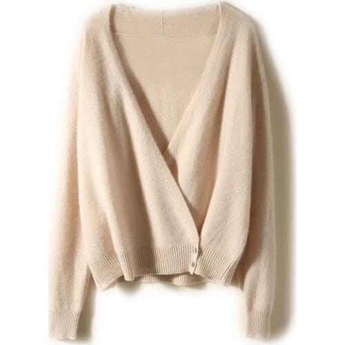 2021 woman winter 100% Cashmere sweaters knitted Pullovers jumper Warm Female V-neck blouse blue long sleeve clothing