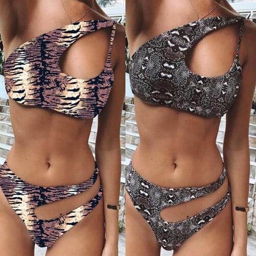 Womens swimsuit hot spring surfing Diving Suit Swimsuit womens tiger / Snake Print high waist swimsuit swimsuit