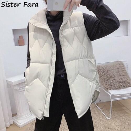 Sister Fara New Womens Loose Mid-length Waistcoat Coat Windbreaker Lightweight Body Warmer Waistcoat Female Down Vest Jacket