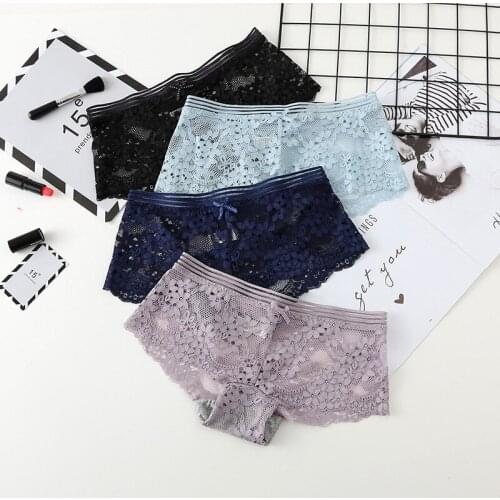 2019 sexy ladies underwear breathable triangle lace hollow cotton underwear