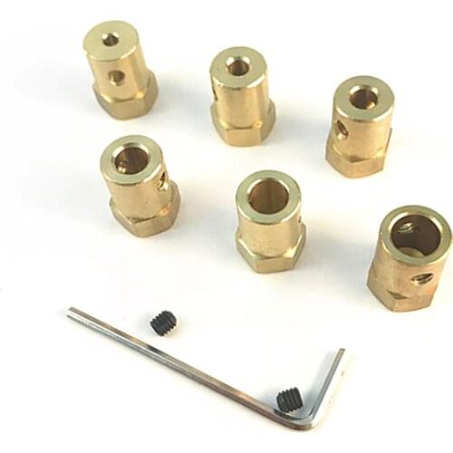 10pcs 2mm 3.17mm 3mm 4mm 5mm 6mm 7mm 8mm Shaft Motor Flexible Coupling Tyre Wheel Brass Hex Coupler Set&wrench