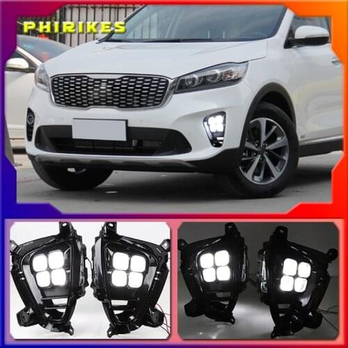 2Pcs DRL LED Daytime Running Light Front Bumper LED Fog Light Lamp For KIA Sorento 2018 2019 2020 Fog Light Assembly Day Light