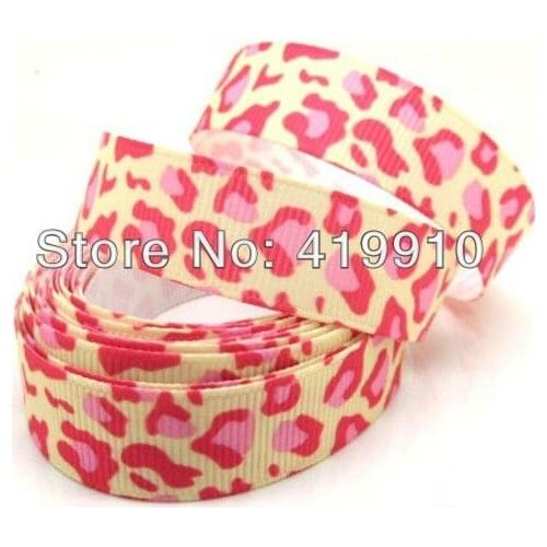 5 Yards Yellow Leopard 16mm Wide Wedding Craft Printed Grosgrain Ribbon c43