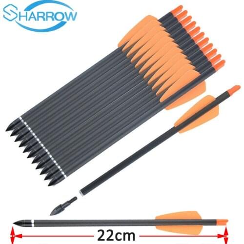 8pcs Spine 350 Crossbow Arrow 7.5/15inch Pure Carbon Arrow 100grain Removable Arrowhead for Archery Shooting Hunting Accessories