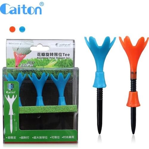 Caiton 3PCS/BOX ROTATIONAL PETAL STEPPED TEE Adjustable Height Limit Golf Tees