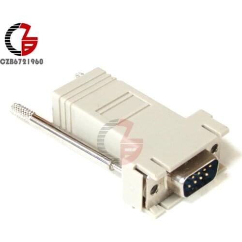 DB9 RS232 Male to RJ45 Female M/F Module Adapter Connector Convertor Extender