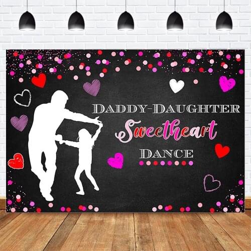 Sweetheart Valentines Day Theme Party Photography Backdrop Photocall Dancing Sweetheart Daddy and Daughter Background Red Heart