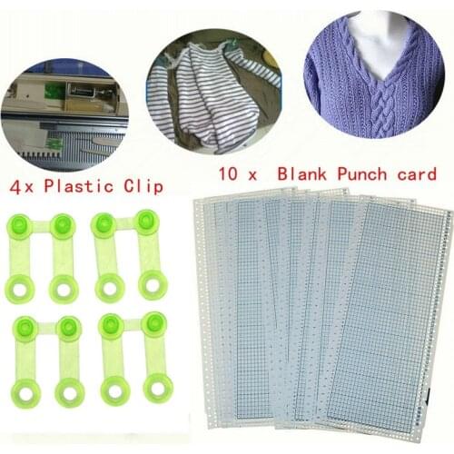 10sheets 24 Stitch Punch Card + 4 Clips for Brother Knitting Machines KH860 KH260 Punch Cards DIY Sweater Hand Crafts Accessory