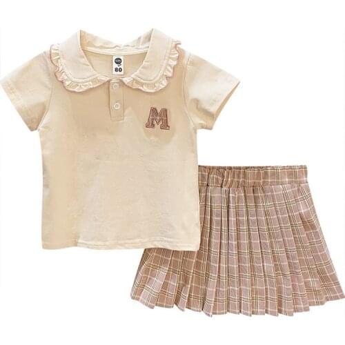 2021 Korea Girls Summer Clothing Set Kids T Shirt +JK Skirt Shorts 2PCS Tracksuit Princess Elegant Costume Children Party Dresss