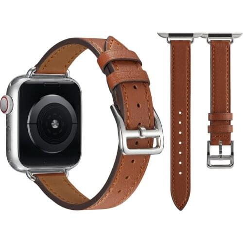 Leather Strap for Apple Watch Band 44mm 40mm 42mm 38mm Sport Watch Wrist Belt Steel Pin Buckle Bracelet for IWatch 3 4 5 6 SE