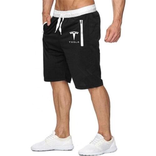 Mens 2020 new cotton shorts mens loose short Tesla car logo printed shorts fitness jogging mens brand durable sports pants