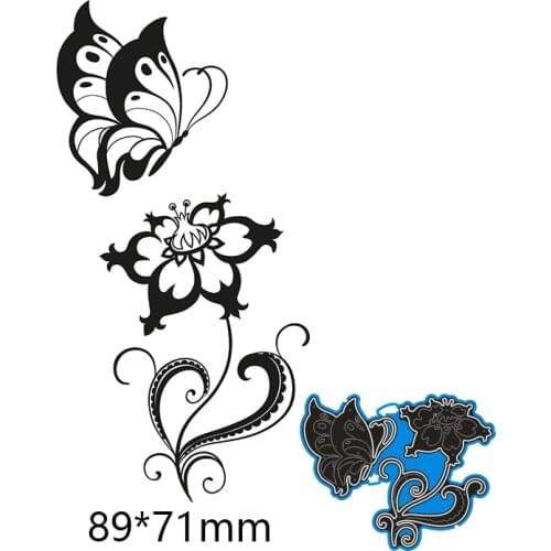 New Metal Cutting Dies Butterfly Morning Glory Stencils For DIY Scrapbooking Paper Cards Craft Making Craft Decoration 89*71mm