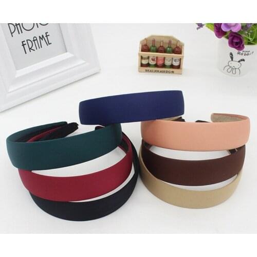 High Quality Solid Color Wide-brimmed Headband Fashion Simple Smooth-faced Satin Hairband Hairhoop Woman Girls Hair Accessories