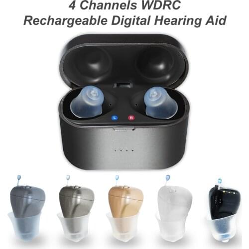 USB Rechargeable Digital 4 Channels Hearing Aid 5 Colours Invisible Hearing Aids SR41 Adjustable Audifonos Sound Amplifier