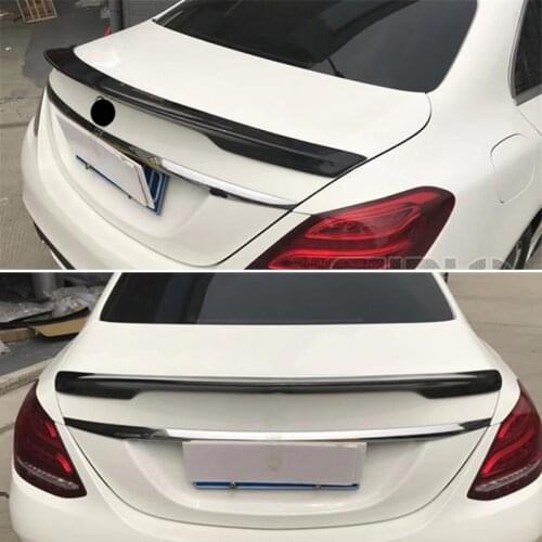 Use For Benz C Class W205 Spoiler 2015--2019 Year Sedan Black Glossy Real Carbon Fiber Rear Wing Sport Accessories Body Kit