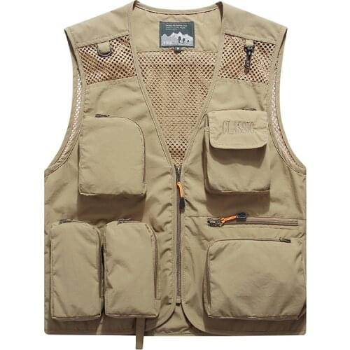Unloading Mens Vest Multi-pockets Vest Men Mesh Fishing Photography Tactical Vest Breathable Thin Quick Dry Men Waistcoat M-4XL