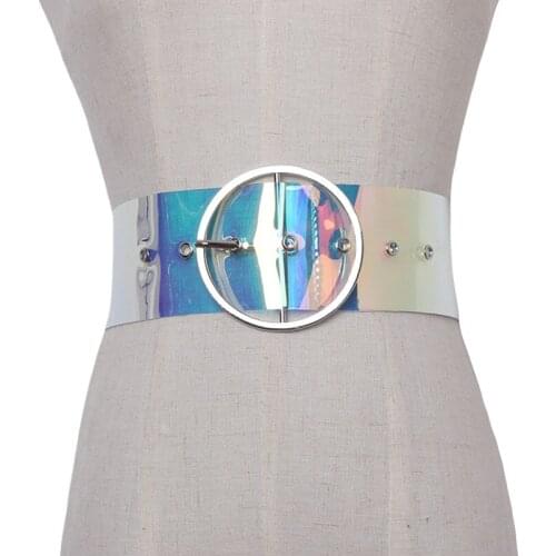 New brand design belts women Fashion Casual Silver Ring PVC Transparent Color Female belt accessories