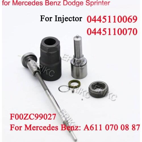 ERIKC Common Rail Injector Repair Kits F00ZC99027 (Nozzle DSLA154P1034 + Valve F00VC01001) for 0445110070 0445110069 0986435158