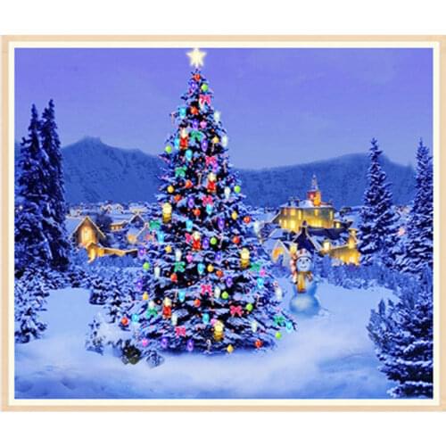 Christmas 5D DIY diamond painting Christmas tree landscape cross stitch kit rhinestone diamond embroidery home decoration mosaic