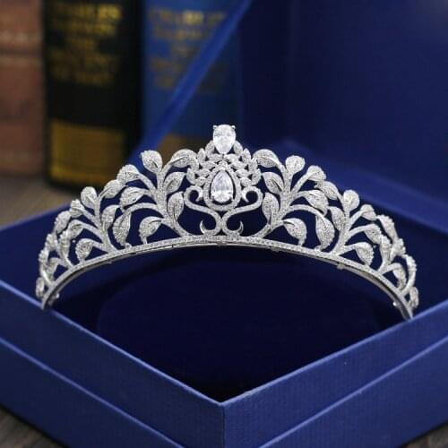 SLBRIDAL Gorgeous Wedding Cubic Zircon Tiara Bridal CZ Crown Queen Princess Pageant Party Headpiece Bridesmaids Hair Accessories
