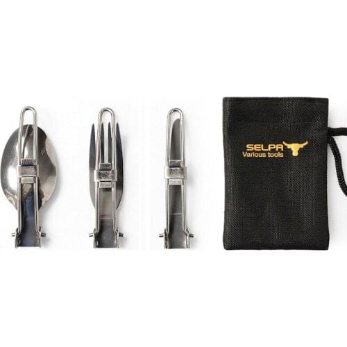 Camping Tableware Folding Spoon Spork Outdoor Camping Cookware Lightweight Folded Stainless Steel Flatware For Camping Picnic