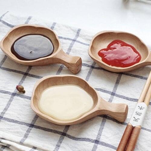 Gravy Boats Sakura Solid Wood Sauce small Dish Wooden Tableware Japanese Style Color sauce dishes Household Seasoning Plates